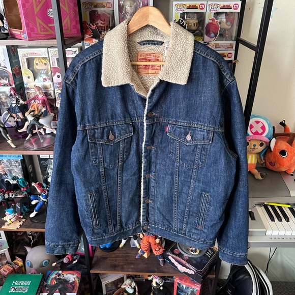 Vintage Levi’s 70520 Sherpa Lined Denim Jacket Men’s L Indigo Blue